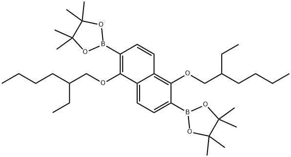 2,2'-(1,5-bis((2-ethylhexyl)oxy)naphthalene-2,6-diyl)bis(4,4,5,5-tetramethyl-1,3,2-dioxaborolane) Structure