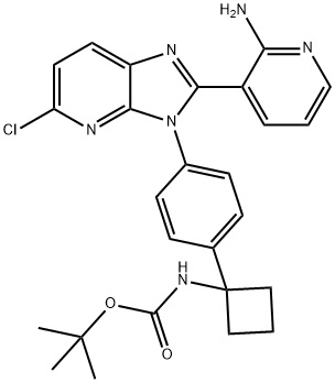 Carbamic acid, N-[1-[4-[2-(2-amino-3-pyridinyl)-5-chloro-3H-imidazo[4,5-b]pyridin-3-yl]phenyl]cyclobutyl]-, 1,1-dimethylethyl ester Structure