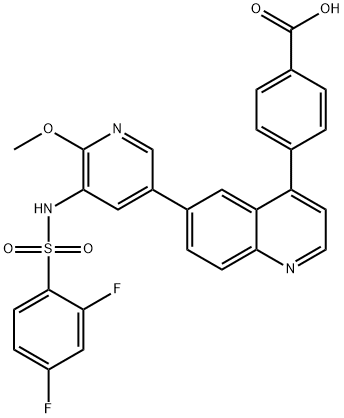 Benzoic acid, 4-[6-[5-[[(2,4-difluorophenyl)sulfonyl]amino]-6-methoxy-3-pyridinyl]-4-quinolinyl]- 구조식 이미지