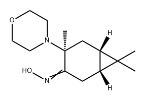 Bicyclo[4.1.0]heptan-3-one, 4,7,7-trimethyl-4-(4-morpholinyl)-, oxime, (1R,4S,6S)- Structure