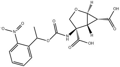 2-Oxabicyclo[3.1.0]hexane-4,6-dicarboxylic acid, 4-[[[1-(2-nitrophenyl)ethoxy]carbonyl]amino]-, (1R,4R,5R,6R)- 구조식 이미지