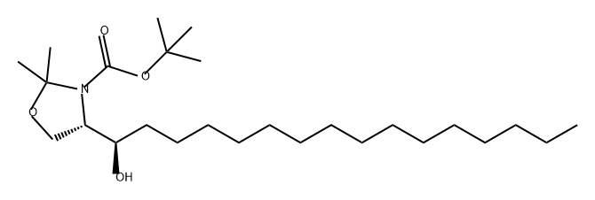 3-Oxazolidinecarboxylic acid, 4-[(1R)-1-hydroxyhexadecyl]-2,2-dimethyl-, 1,1-dimethylethyl ester, (4S)- Structure