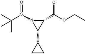 2-Aziridinecarboxylic acid, 3-cyclopropyl-1-[(S)-(1,1-dimethylethyl)sulfinyl]-, ethyl ester, (2S,3S)- Structure