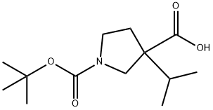 1-[(tert-butoxy)carbonyl]-3-(propan-2-yl)pyrrolidin
e-3-carboxylic acid 구조식 이미지