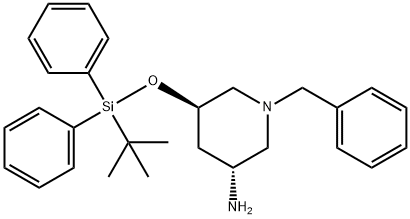 3-Piperidinamine, 5-[[(1,1-dimethylethyl)diphenylsilyl]oxy]-1-(phenylmethyl)-, (3R,5R)- Structure