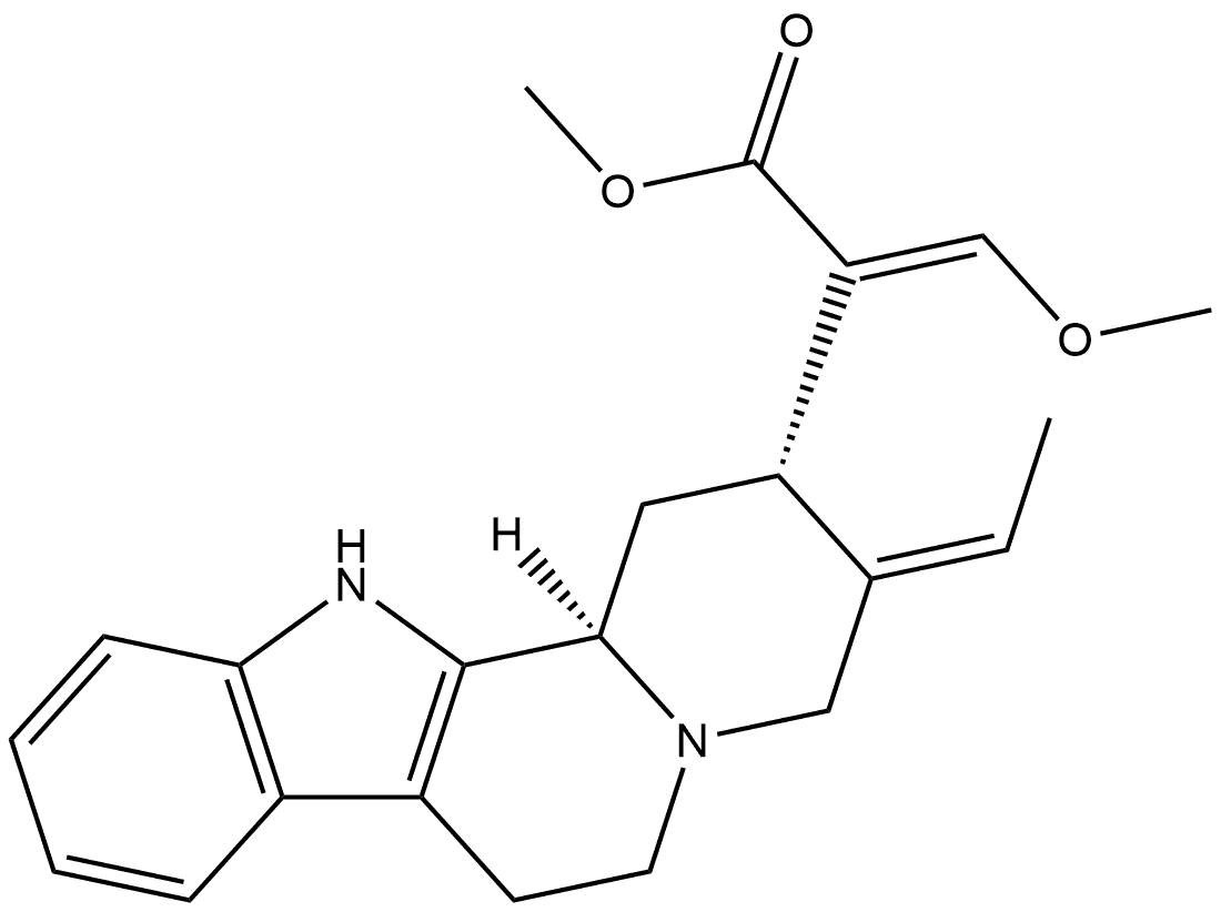 Indolo[2,3-a]quinolizine-2-acetic acid, 3-ethylidene-1,2,3,4,6,7,12,12b-octahydro-α-(methoxymethylene)-, methyl ester, (αE,2S,3E,12bR)- Structure