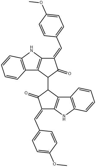 [1,1'-Bicyclopent[b]indolyl]-2,2'(1H,1'H)-dione, 3,3',4,4'-tetrahydro-3,3'-bis[(4-methoxyphenyl)methylene]-, (3E,3'E)- Structure