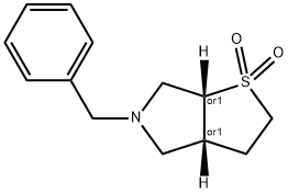 2H-Thieno[2,3-c]pyrrole, hexahydro-5-(phenylmethyl)-, 1,1-dioxide, (3aR,6aR)-rel- Structure