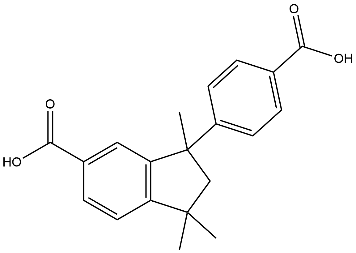 1H-Indene-5-carboxylic acid, 3-(4-carboxyphenyl)-2,3-dihydro-1,1,3-trimethyl-, (+)- Structure