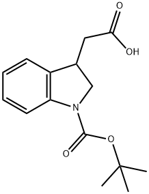1H-Indole-3-acetic acid, 1-[(1,1-dimethylethoxy)carbonyl]-2,3-dihydro- 구조식 이미지