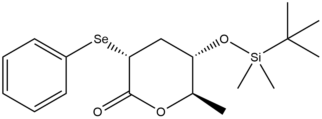 D-ribo-Hexonic acid, 3,6-dideoxy-4-O-[(1,1-dimethylethyl)dimethylsilyl]-2-Se-phenyl-2-seleno-, δ-lactone Structure