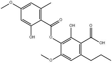 Benzoic acid, 2-hydroxy-3-[(2-hydroxy-4-methoxy-6-methylbenzoyl)oxy]-4-methoxy-6-propyl- 구조식 이미지