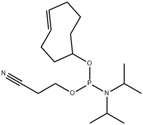 Phosphoramidous acid, N,N-bis(1-methylethyl)-, 2-cyanoethyl (4E)-4-cycloocten-1-yl ester Structure