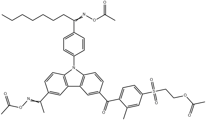 1-Octanone, 1-[4-[3-[4-[[2-(acetyloxy)ethyl]sulfonyl]-2-methylbenzoyl]-6-[1-[(acetyloxy)imino]ethyl]-9H-carbazol-9-yl]phenyl]-, 1-(O-acetyloxime) Structure