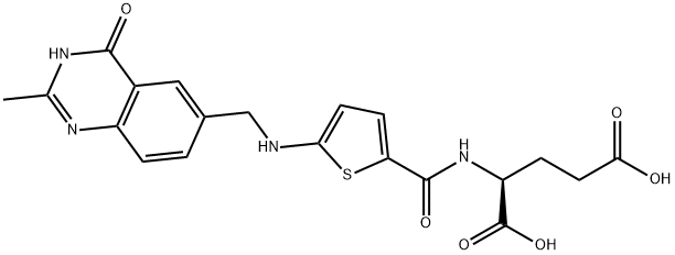L-Glutamic acid, N-[[5-[[(3,4-dihydro-2-methyl-4-oxo-6-quinazolinyl)methyl]amino]-2-thienyl]carbonyl]- 구조식 이미지