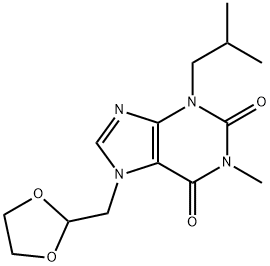 7-((1,3-Dioxolan-2-yl)methyl)-3-isobutyl-1-methyl-1H-purine-2,6(3H,7H)-dione 구조식 이미지