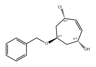 2-Cyclohepten-1-ol, 4-chloro-6-(phenylmethoxy)-, (1R,4S,6R)-rel- Structure