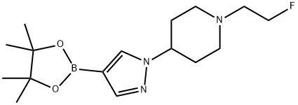 Piperidine, 1-(2-fluoroethyl)-4-[4-(4,4,5,5-tetramethyl-1,3,2-dioxaborolan-2-yl)-1H-pyrazol-1-yl]- Structure