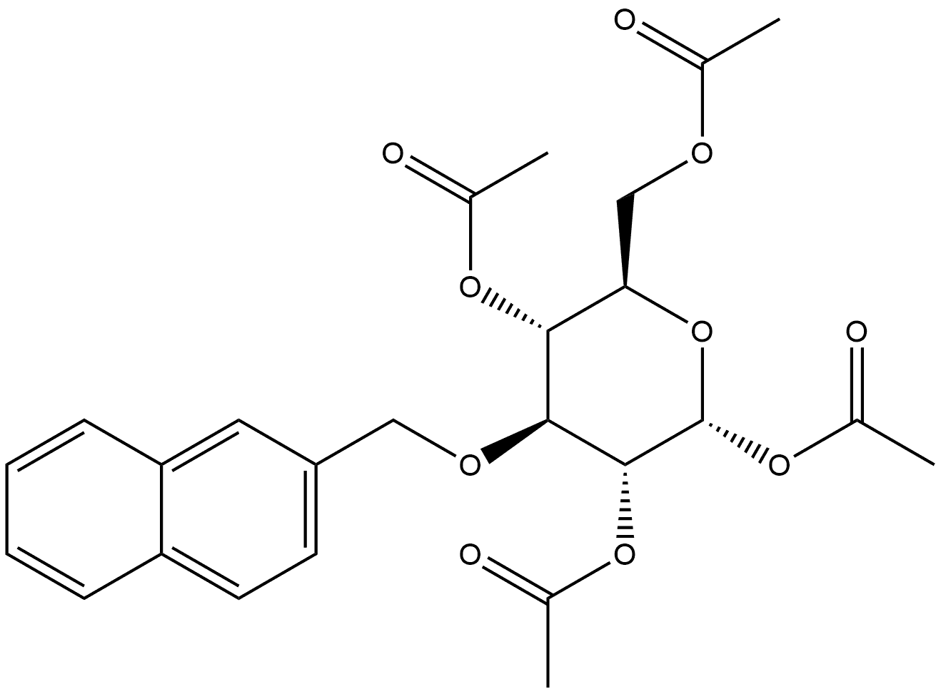 α-D-Glucopyranose, 3-O-(2-naphthalenylmethyl)-, 1,2,4,6-tetraacetate 구조식 이미지