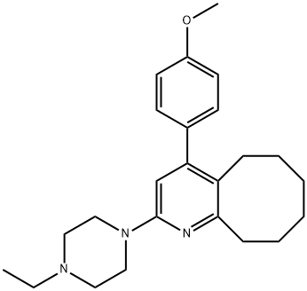 Cycloocta[b]pyridine, 2-(4-ethyl-1-piperazinyl)-5,6,7,8,9,10-hexahydro-4-(4-methoxyphenyl)- Structure