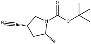 1-Pyrrolidinecarboxylic acid, 4-cyano-2-methyl-, 1,1-dimethylethyl ester, (2R-cis)- 구조식 이미지