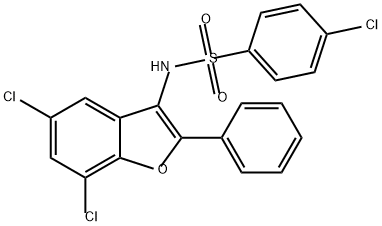 4-Chloro-N-(5,7-dichloro-2-phenyl-3-benzofuranyl)benzenesulfonamide Structure