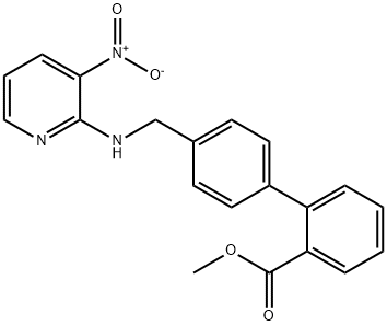 [1,1'-Biphenyl]-2-carboxylic acid, 4'-[[(3-nitro-2-pyridinyl)amino]methyl]-, methyl ester 구조식 이미지