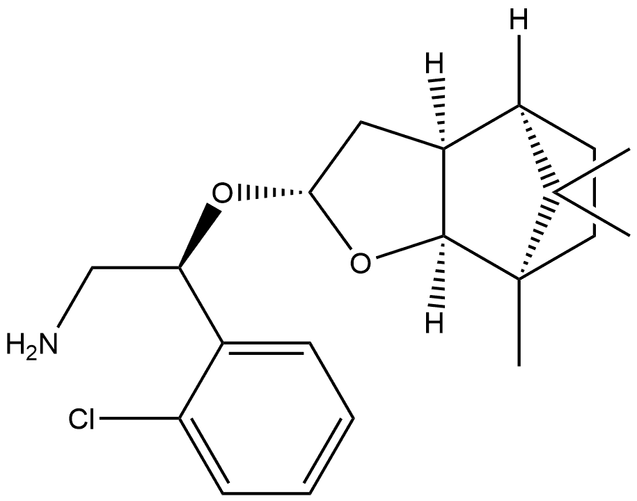 Benzeneethanamine, 2-chloro-β-[(octahydro-7,8,8-trimethyl-4,7-methanobenzofuran-2-yl)oxy]-, [2R-[2α(S*),3aα,4α,7α,7aα]]- (9CI) 구조식 이미지