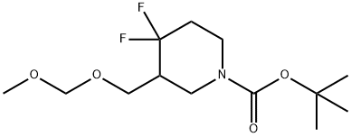 1-Piperidinecarboxylic acid, 4,4-difluoro-3-[(methoxymethoxy)methyl]-, 1,1-dimethylethyl ester 구조식 이미지