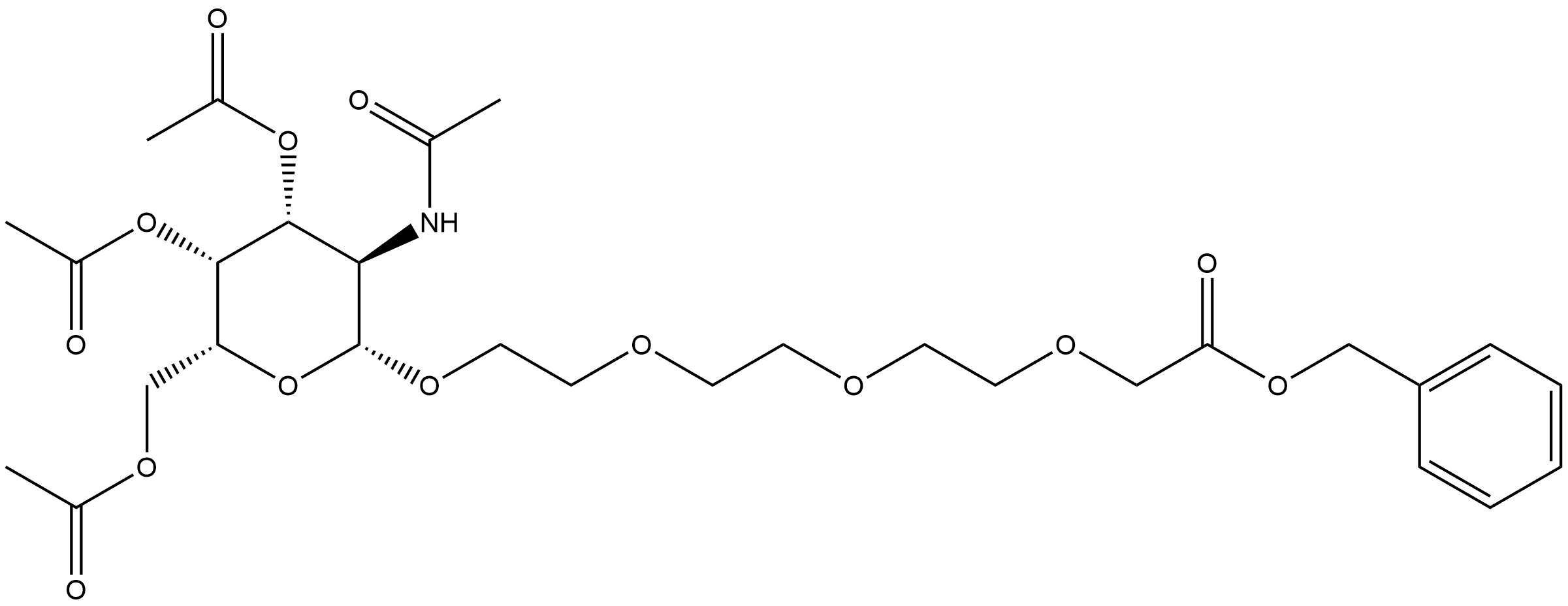 Acetic acid, 2-[2-[2-[2-[[3,4,6-tri-O-acetyl-2-(acetylamino)-2-deoxy-β-D-galactopyranosyl]oxy]ethoxy]ethoxy]ethoxy]-, phenylmethyl ester Structure