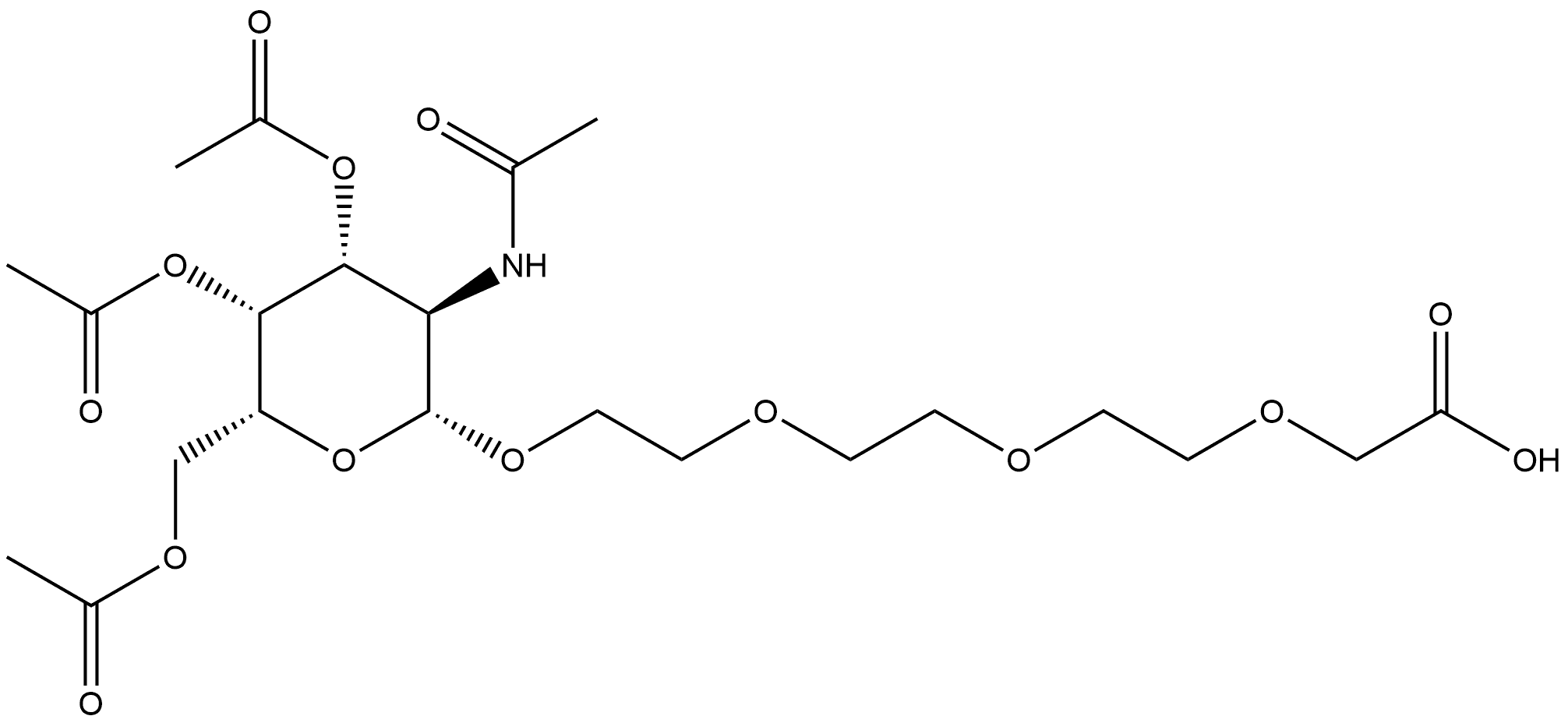 Acetic acid, 2-[2-[2-[2-[[3,4,6-tri-O-acetyl-2-(acetylamino)-2-deoxy-β-D-galactopyranosyl]oxy]ethoxy]ethoxy]ethoxy]- Structure