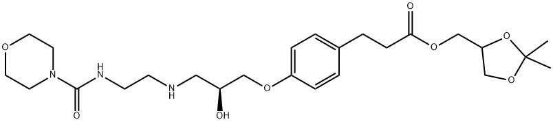 Benzenepropanoic acid, 4-[2-hydroxy-3-[[2-[(4-morpholinylcarbonyl)amino]ethyl]amino]propoxy]-, (2,2-dimethyl-1,3-dioxolan-4-yl)methyl ester, [R-(R*,S*)]- (9CI) 구조식 이미지