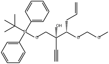 2,4,8-Trioxa-9-silaundecan-6-ol, 6-ethynyl-10,10-dimethyl-9,9-diphenyl-5-(2-propen-1-yl)-, (5S,6R)- Structure