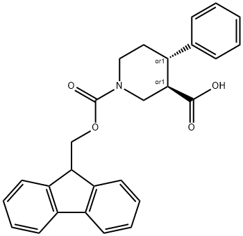 rel-(3R,4S)-1-(((9H-fluoren-9-yl)methoxy)carbonyl)-4-phenylpiperidine-3-carboxylic acid Structure