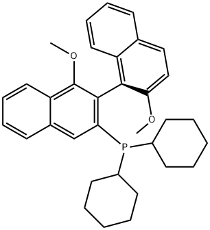 (1S)-Dicyclohexyl(1',2-dimethoxy-[1,2'-binaphthalen]-3'-yl)phosphine 구조식 이미지