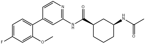 Cyclohexanecarboxamide, 3-(acetylamino)-N-[4-(4-fluoro-2-methoxyphenyl)-2-pyridinyl]-, (1R,3S)- Structure