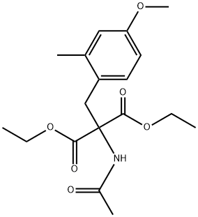 Propanedioic acid, 2-(acetylamino)-2-[(4-methoxy-2-methylphenyl)methyl]-, 1,3-diethyl ester Structure