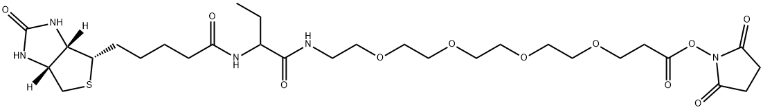 4,7,10,13-Tetraoxa-16,19-diazatetracosanoic acid, 18-ethyl-24-[(3aS,4S,6aR)-hexahydro-2-oxo-1H-thieno[3,4-d]imidazol-4-yl]-17,20-dioxo-, 2,5-dioxo-1-pyrrolidinyl ester Structure