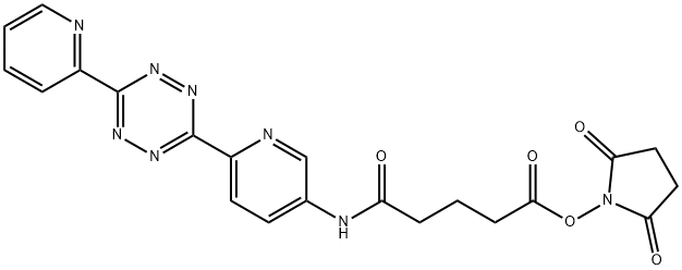 Pentanoic acid, 5-oxo-5-[[6-[6-(2-pyridinyl)-1,2,4,5-tetrazin-3-yl]-3-pyridinyl]amino]-, 2,5-dioxo-1-pyrrolidinyl ester Structure