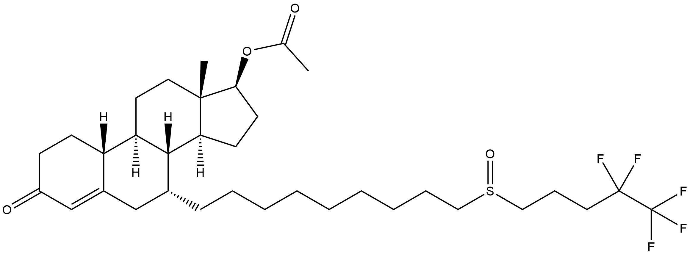 Estr-4-en-3-one, 17-(acetyloxy)-7-[9-[(4,4,5,5,5-pentafluoropentyl)sulfinyl]nonyl]-, (7α,17β)- Structure