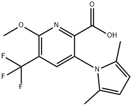 2-Pyridinecarboxylic acid, 3-(2,5-dimethyl-1H-pyrrol-1-yl)-6-methoxy-5-(trifluoromethyl)- 구조식 이미지