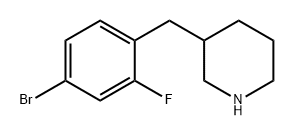 Piperidine, 3-[(4-bromo-2-fluorophenyl)methyl]- Structure