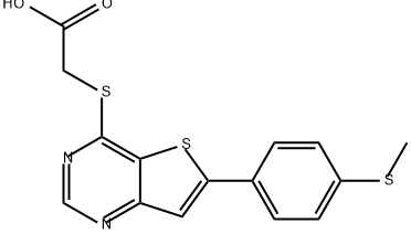 2-({6-[4-(methylsulfanyl)phenyl]thieno[3,2-d]pyrim
idin-4-yl}sulfanyl)acetic acid Structure