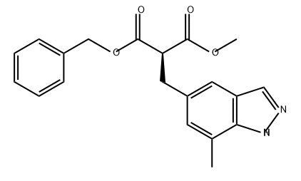 Propanedioic acid, 2-[(7-methyl-1H-indazol-5-yl)methyl]-, 1-methyl 3-(phenylmethyl) ester, (2R)- Structure