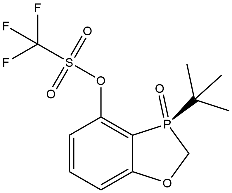 Methanesulfonic acid, 1,1,1-trifluoro-, (3S)-3-(1,1-dimethylethyl)-2,3-dihydro-3-oxido-1,3-benzoxaphosphol-4-yl ester 구조식 이미지