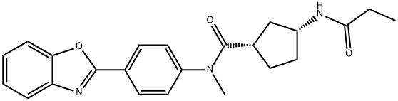 Cyclopentanecarboxamide, N-[4-(2-benzoxazolyl)phenyl]-N-methyl-3-[(1-oxopropyl)amino]-, (1S,3R)- Structure