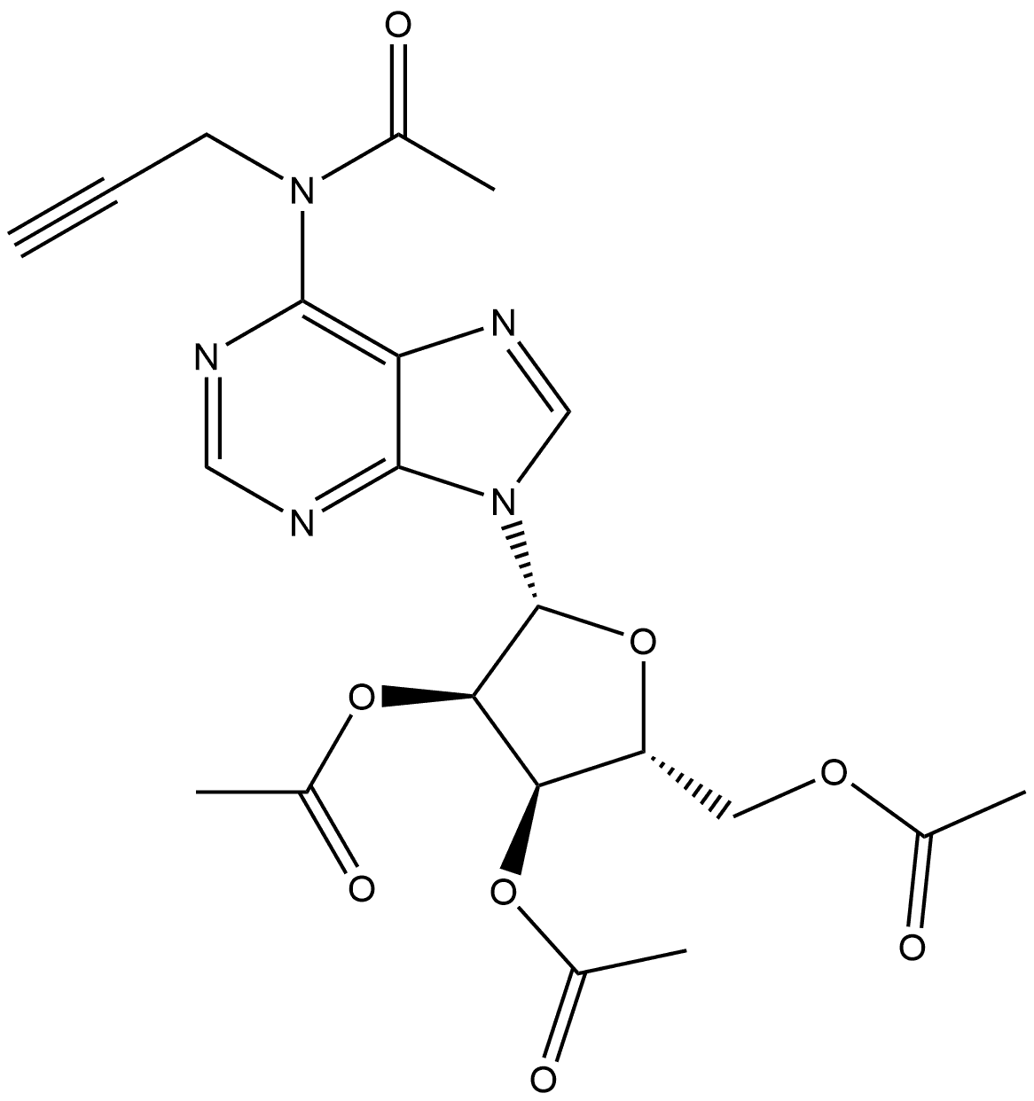 Adenosine, N-acetyl-N-2-propyn-1-yl-, 2′,3′,5′-triacetate Structure