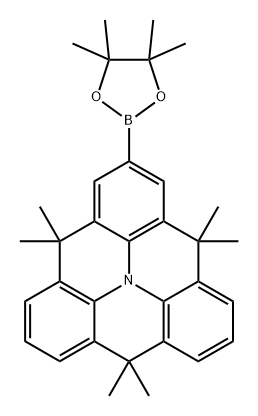 4H,8H,12H-Benzo[1,9]quinolizino[3,4,5,6,7-defg]acridine, 4,4,8,8,12,12-hexamethyl-2-(4,4,5,5-tetramethyl-1,3,2-dioxaborolan-2-yl)- Structure