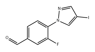 Benzaldehyde, 3-fluoro-4-(4-iodo-1H-pyrazol-1-yl)- Structure