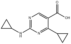 5-Pyrimidinecarboxylic acid, 4-cyclopropyl-2-(cyclopropylamino)- 구조식 이미지